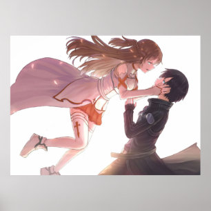Poster Asuna e Kirito adoram Arte em Espadas Online