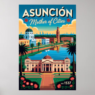 Poster Asunción Vintage Paraguai Mãe das Cidades Retro