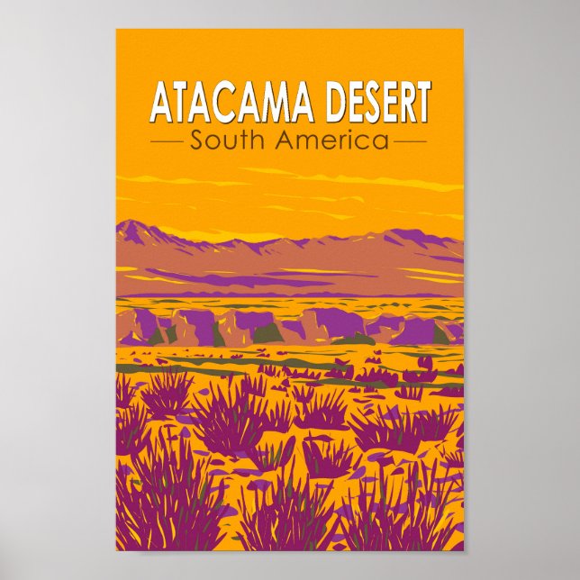 Poster Atacama Desert Sunset South America Viagem Vintage (Frente)