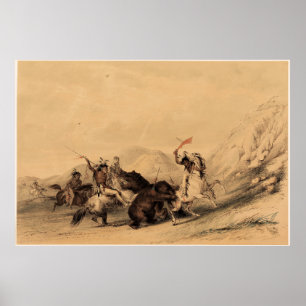 Poster Atacando o Urso Grizzly, 1844 George Catlin