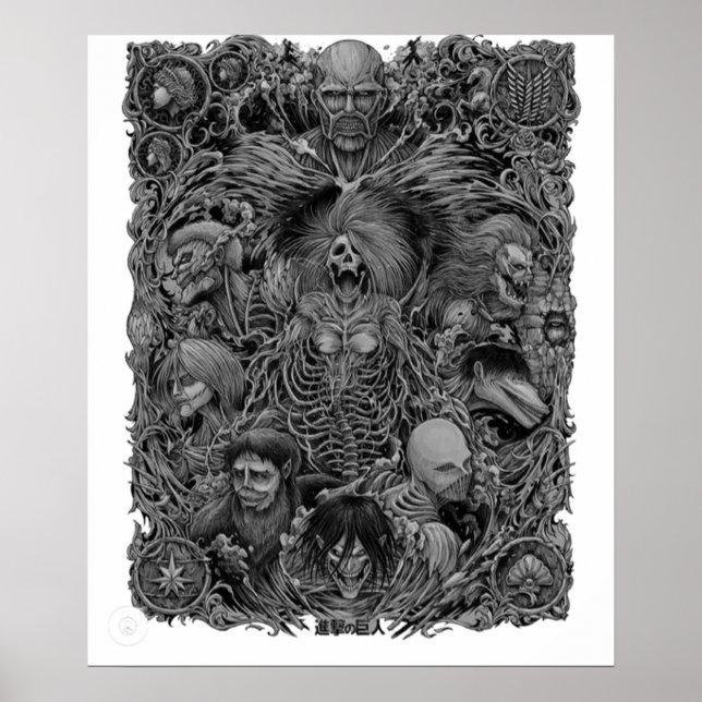 Poster Ataque Ao Design De Animação De Titã Titã (Frente)