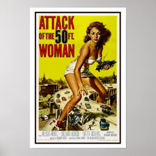 Poster Ataque da mulher de 50 pés Vintage BMovie