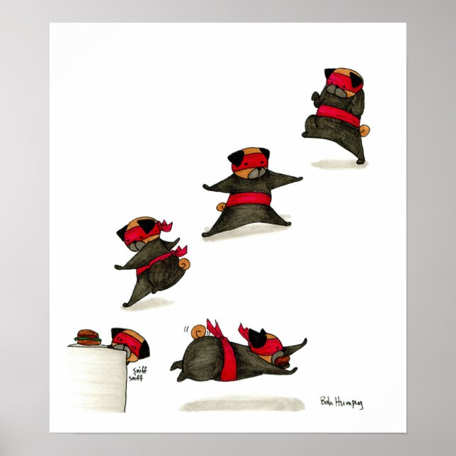 Póster Ataque de Ninja Pug Snack! (Frente)