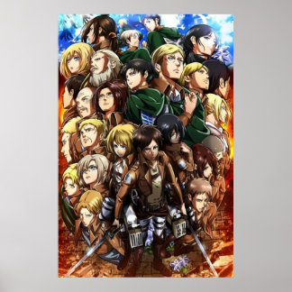 Poster Ataque na Colagem de Personagens de Titã