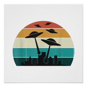 Póster Ataque OVNI Retroativo Sunset - Legal Molho Voador