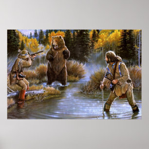 Poster Ataques de Urso Pardo aos Pioneiros Natureza Selva