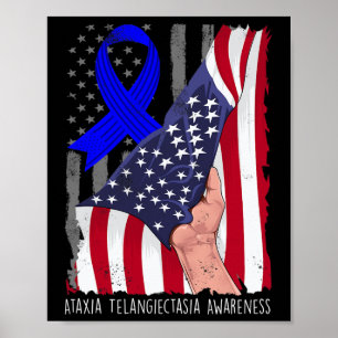 Poster Ataxia Telangiectasia Consciência American Flag Bl