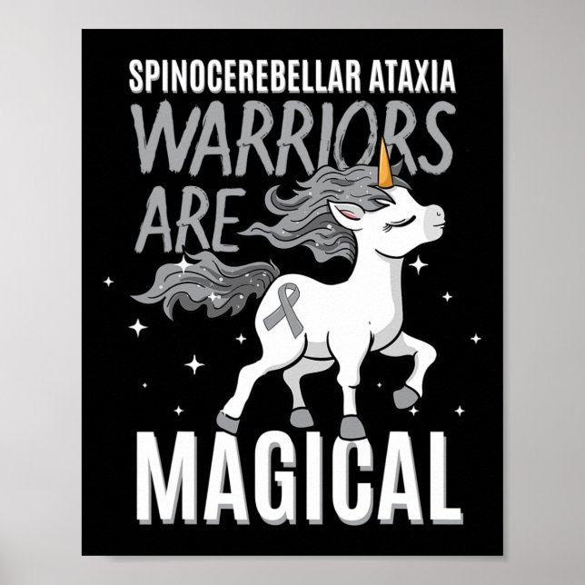 Poster Ataxia Warrior Awarness Ribbon Sca Unicorn (Frente)