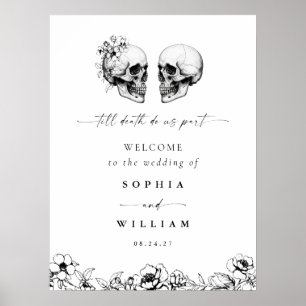 Poster Até a Morte Sinal de Casamento Gótico Floral Cavei