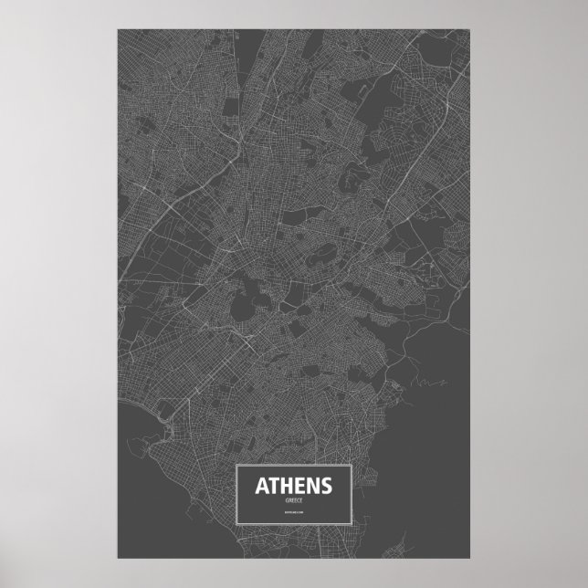 Poster Atenas, Grécia (branco a preto) (Frente)