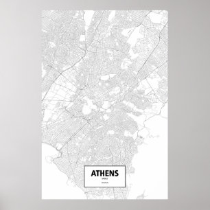 Poster Atenas, Grécia (preto a branco)