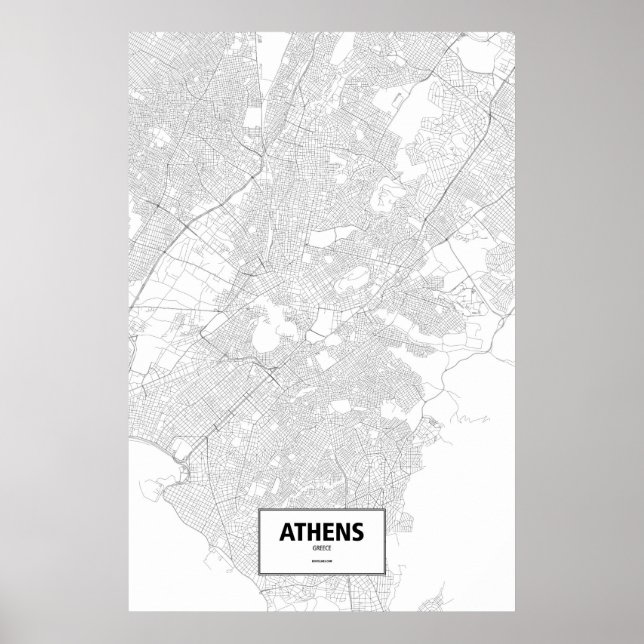 Poster Atenas, Grécia (preto a branco) (Frente)