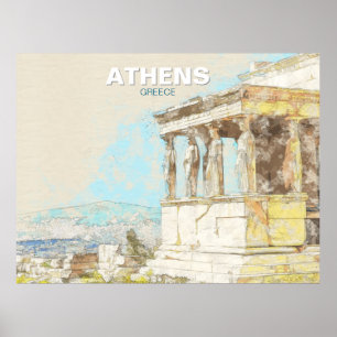 Poster Atenas Grécia Viagem – Vista Antiga de