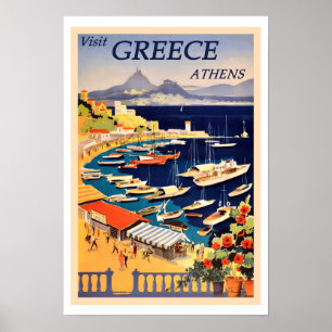 Poster Atenas, Viagens vintage Grécia