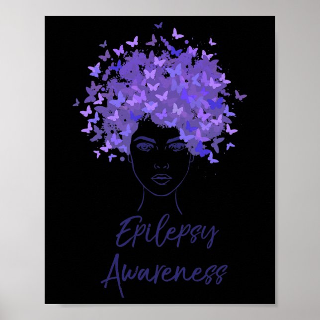 Poster Atenção à Epilepsia Borboletas Roxas Presente (Frente)