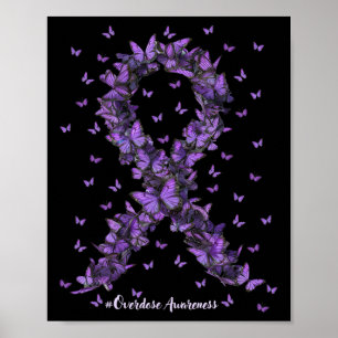 Poster Atenção à Sobredosagem Borboleta Roxo Fita Medicam