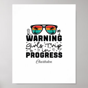 Poster Atenção Viagem de Meninas em Andamento Férias Char