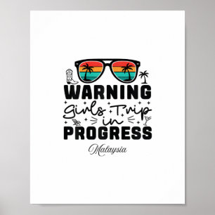 Poster Atenção Viagem de Meninas em Andamento Férias Malá
