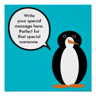 Póster Aterro de Aniversário Falando Sra. Penguin Persona