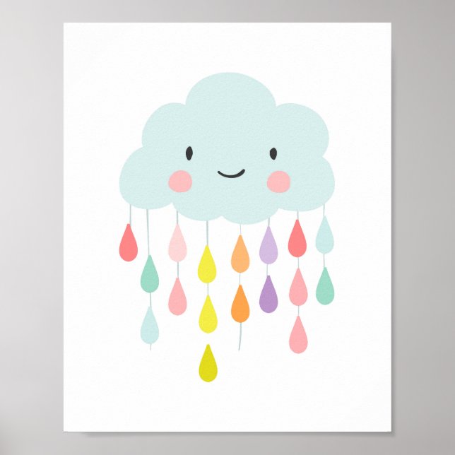 Poster Aterro de Nuvem de chuva decoração de Raindroções  (Frente)