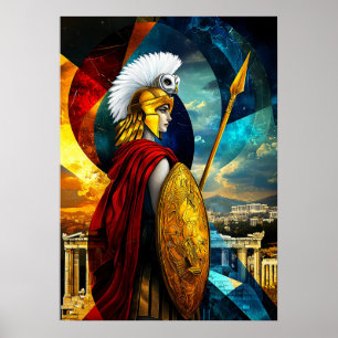 Poster Athena - Lenda Cubista Minimalista - Deusa 
