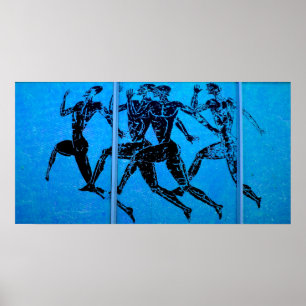 Poster Athens Marathon Blue Print