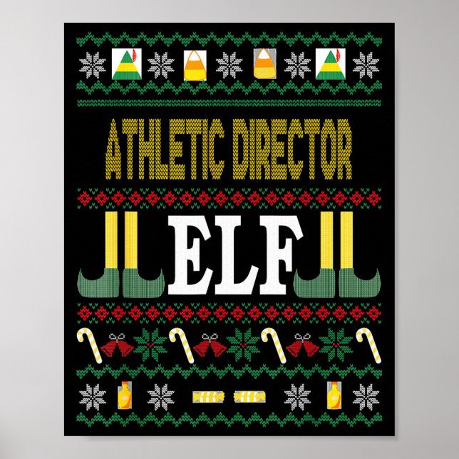Poster Athletic Director Elf Funny Christmas Gift  (Frente)