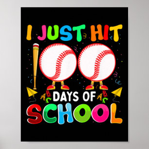 Poster Atingir 100 Dias Crianças Beisebol Figurino 100 Di