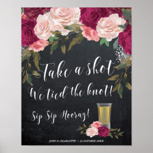 Póster Atiramos no sinal de casamento do nó Burgundy