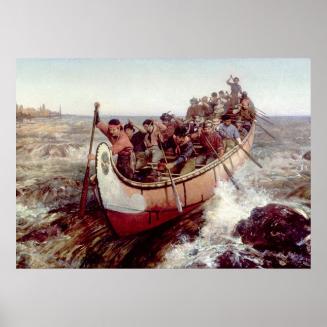 Poster Atirando nos Rapids, 1879, por Frances Anne Hopkin (Frente)