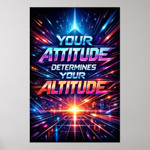 Poster Atitude Determina Altitude Arte de Tipografia Neon