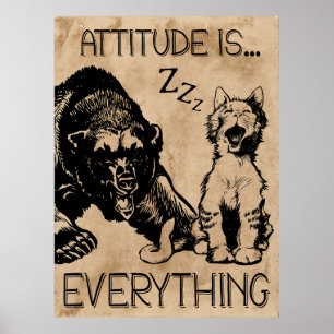 Poster Atitude é tudo o que o gato engraçado tem a colhei
