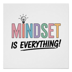 Póster Atitude Mental É Tudo – Inspiração Pastel