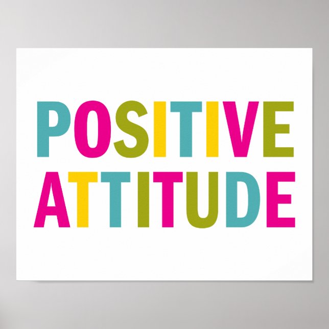 Póster Atitude Positiva em cores vibrantes (Frente)