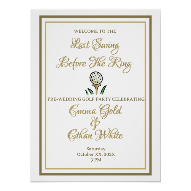 Póster Atividade de Fim de Semana de Golfe Pré-Casamento  (Frente)