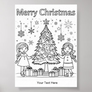 Poster Atividade Divertida de Colorir Árvore de Natal par