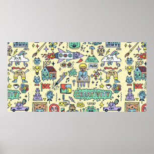 Poster Atividades De Criatividade Engraçado Conjunto De C