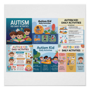 Póster atividades diárias de autismo