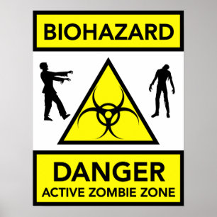 Poster ativo da zona do zombi do perigo do
