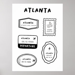 Poster Atlanta - Coleção de Carimbo de Viagem   Minimalis