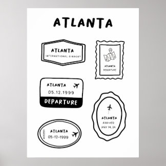 Poster Atlanta - Coleção de Carimbo de Viagem | Minimalis