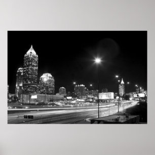 Póster Atlanta do centro BW