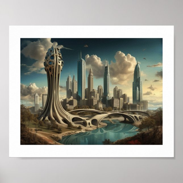Poster Atlanta GA, Design de Surreal Cityscape (Frente)