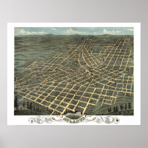Póster Atlanta, GA Mapa Panorâmico DIGITALMENTE RESTANTE