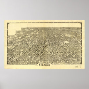 Póster Atlanta Geórgia 1919 mapas panorâmicos