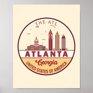 Poster Atlanta Georgia City Skyline Emblem