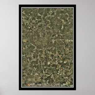 Póster Atlanta Georgia Do Mapa Do Satélite Espacial