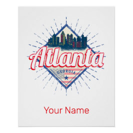 Póster Atlanta Georgia Estados Unidos Retro Skyline