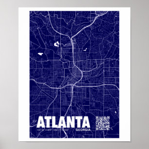 Poster Atlanta, Georgia, EUA - Mapa da Cidade Viagem