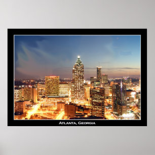 Poster Atlanta, Geórgia na noite - skyline bonita